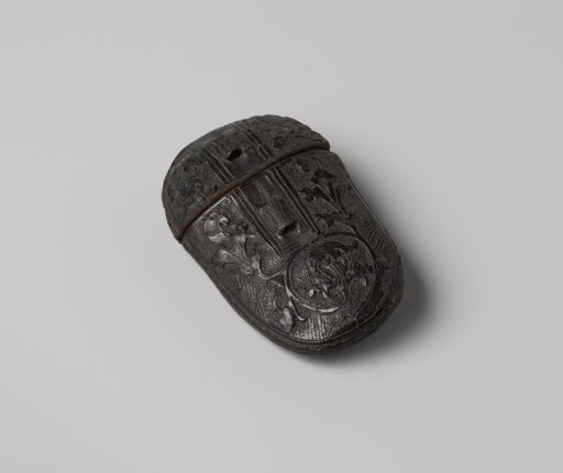 Case of embossed leather with floral decorations