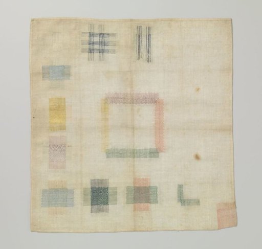 Patchwork of Silk and Unbleached Linen on Cotton Muslin
