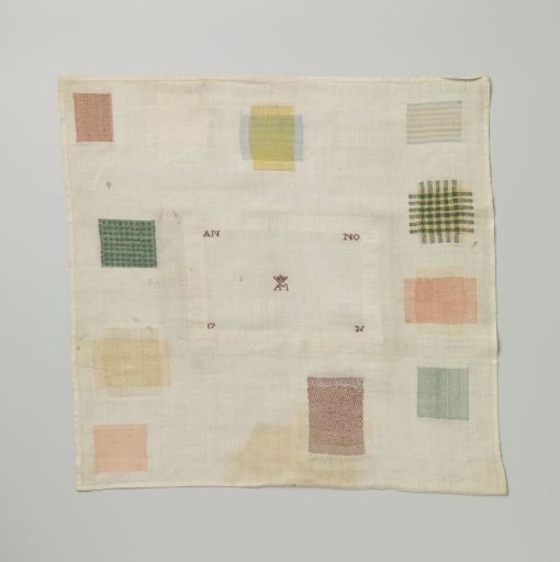 Patchwork of multicolored silk and linen on linen muslin.