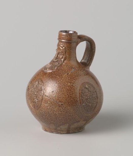 Jug (Bartmann jug) with three medallions with a lion's head