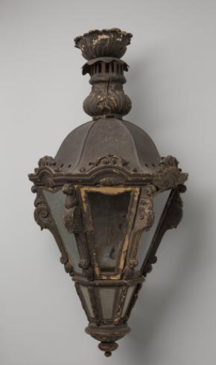 Lantern, hexagonal, of bronzed wood