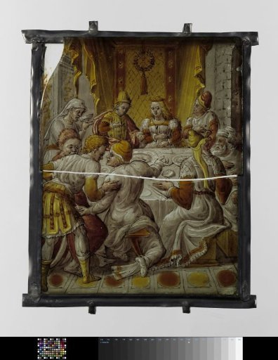 Panel with the wedding feast of Esther