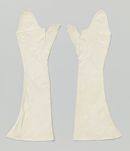 Gauntlet of White Cotton with White Embroidery