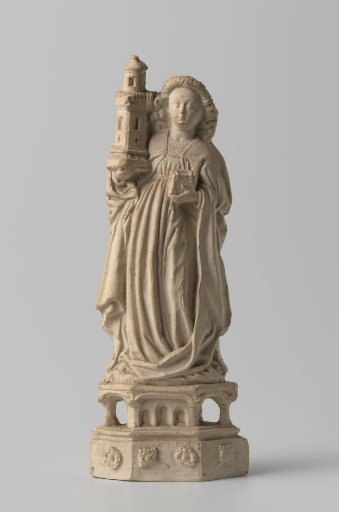 Statue of St. Barbara with tower and book