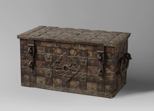 Iron money chest, painted