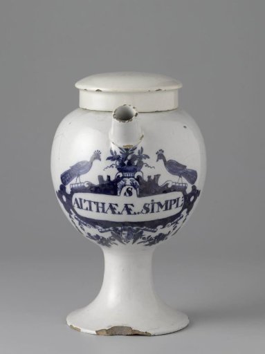 Apothecary jar 'S/ ALTHAE AE. SIMPL:' with lid