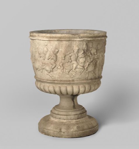 Garden Vase with Men on Horseback, Allegory of the Army?