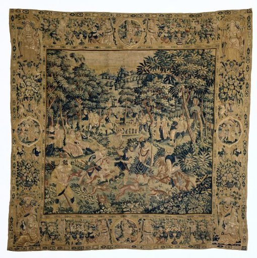 Landscape verdure with hunting scenes