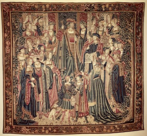 Court Scene With a Ruler on the Throne, Surrounded by Courtiers