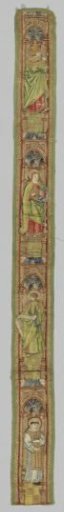 Fragment of a dalmatic with embroidery of flax silk and gold thread