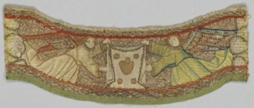 Fragment of a dalmatic with embroidery of flax silk and gold thread