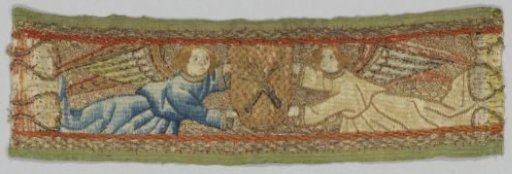 Fragment of a dalmatic with embroidery of flax silk and gold thread