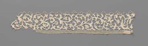 Antependium border of needle lace with star-shaped flowers
