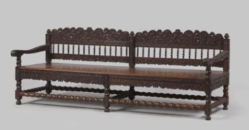 Bench on six turned legs