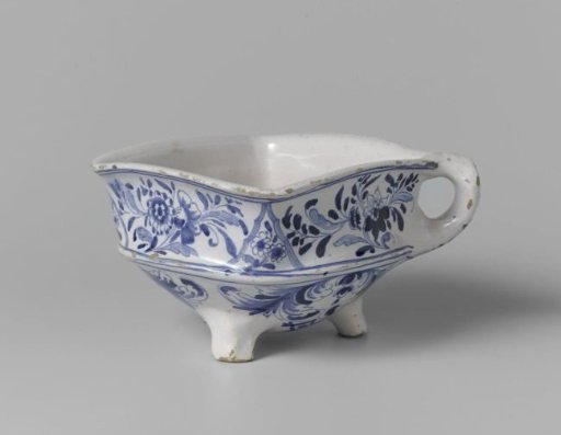 Three-legged strainer with two handles. Dated 1731