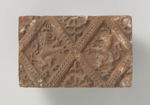 Hearthstone with a Representation of Two Climbing Lions, Placed in Two Panels