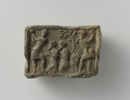 Fireplace stone with a representation of the two elders from the history of Susanna being stoned by two soldiers