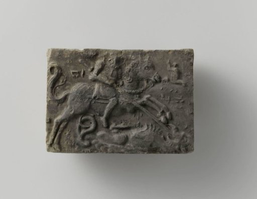 Fireplace surround with a representation of Saint George on horseback