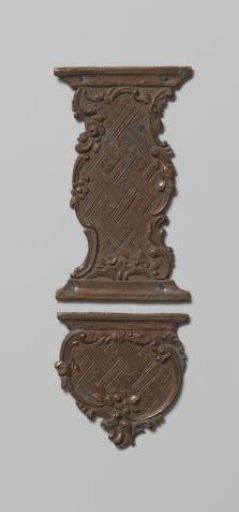 Design for a Clasp and Bow of a Book Lock with a Field of Interlacing Surrounded by Rococo Ornament