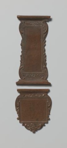 Design for a Clasp and Bow of a Book Lock with a Smooth Field Surrounded by a Frame with Scroll Ornament