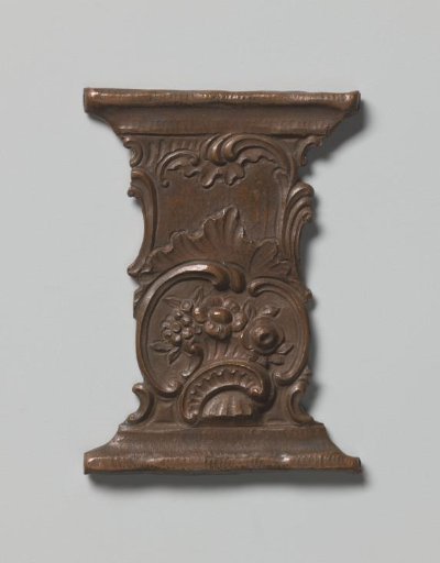 Model for a bracket of a book lock with rococo ornament incorporating flowers