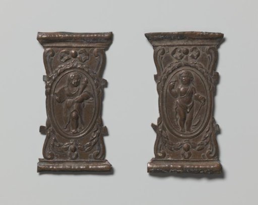 Designs for Bows of a Book Lock with a Child with a Torch and a Book and a Boy with an Anchor