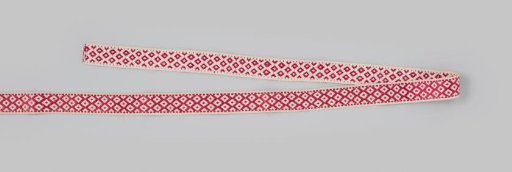 Silk ribbon with a white ground featuring wine-red checks