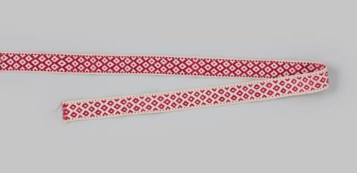 Silk ribbon with a white ground featuring wine-red checks