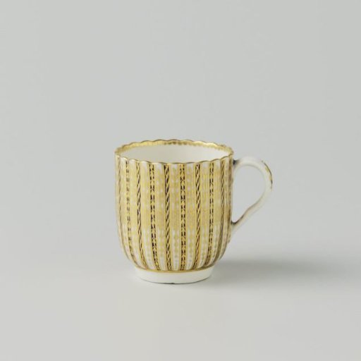 Cup, the ribs alternately blue and white, separated by gold lines