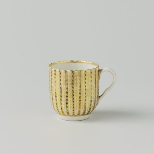 Cup, the ribs alternately blue and white, separated by gold lines