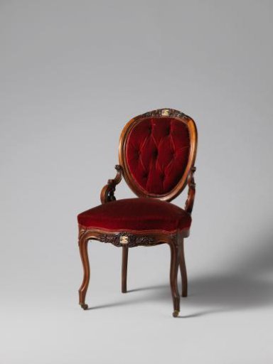 Chair of rosewood decorated with porcelain plaques