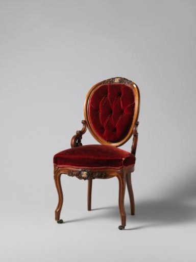 Chair of rosewood decorated with porcelain plaques