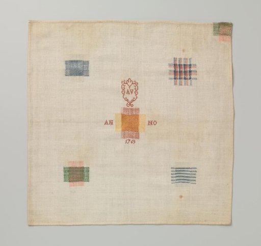 Patch of multicolored silk on cotton muslin