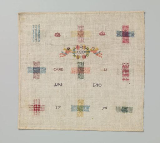 Patchwork of multicoloured silk on cotton muslin