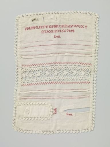 Patchwork of Red Cotton on Linen