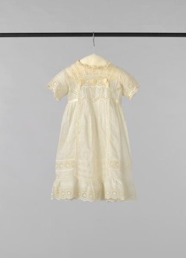 Dress of white batiste with English embroidery