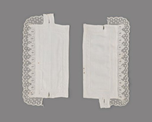 Cuff with lace edging trimmed with a gathered applied strip of Valenciennes lace