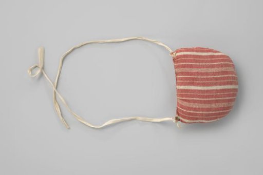 Bustle pad from striped red and white linen-cotton