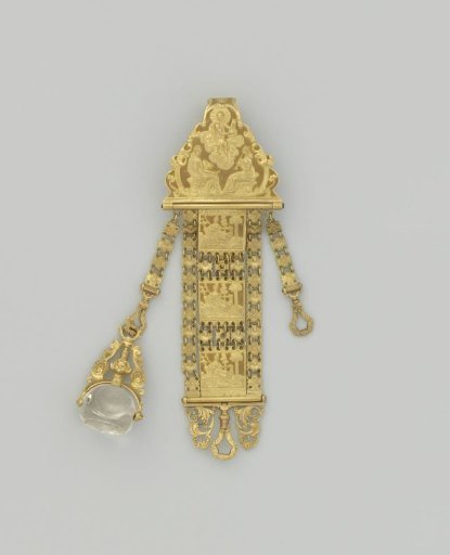 Chatelaine with watch key and cachet (seal stamp)