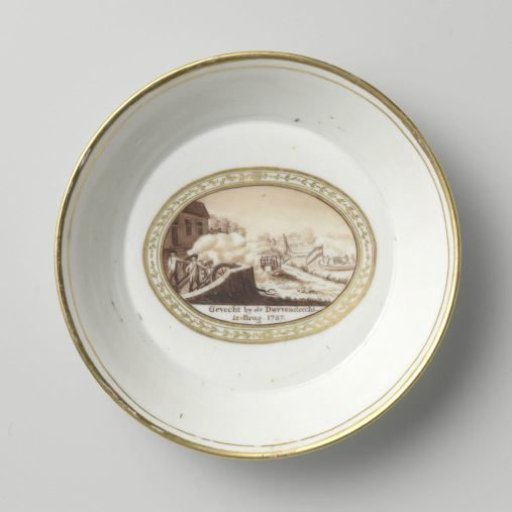 Saucer with an image of the Battle at the Duivendrecht Bridge