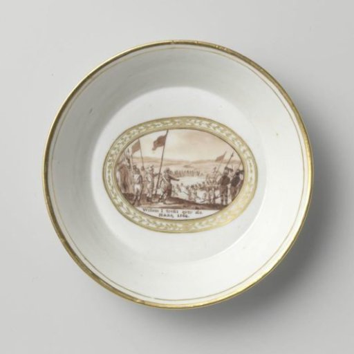 Saucer with an image of William the Silent crossing the Maas
