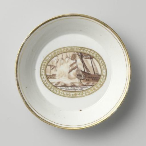 Saucer with an image of the final battle of Maarten Tromp at Scheveningen