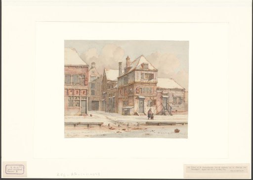 View of several houses on the Passeerdersgracht in winter
