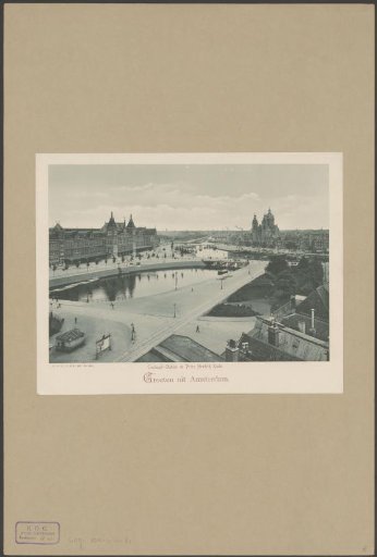 View of Central Station, the Prins Hendrikkade and the Basilica of Saint Nicholas