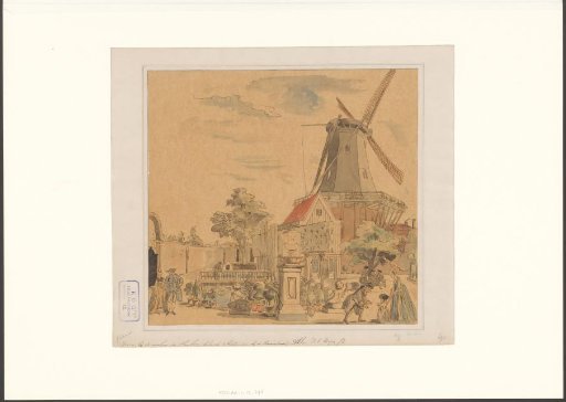 View of the fountain in the garden at mill De Hooiberg