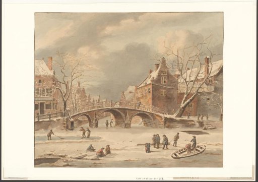 Winter view of the Spui with the bridge to the Nieuwezijds Voorburgwal