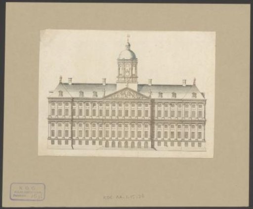 View of the front facade of the Town Hall on the Dam
