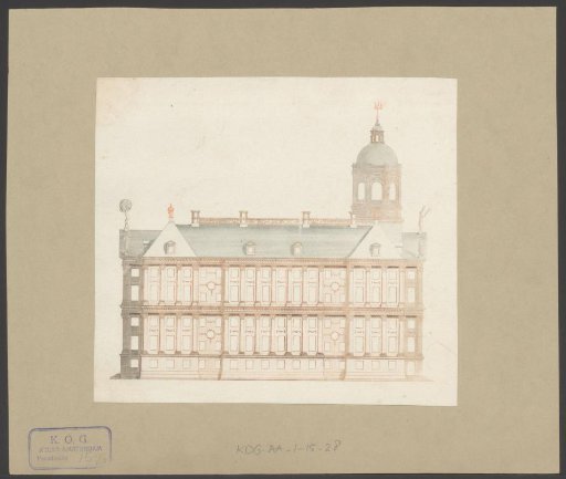 View of the right side facade of the Town Hall on the Dam