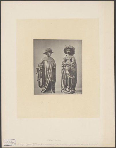 Two sculptures, possibly those that stood on the pillory of the old town hall of Amsterdam