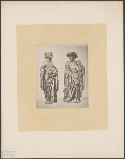 Two sculptures, possibly those that stood on the pillory of the old town hall of Amsterdam